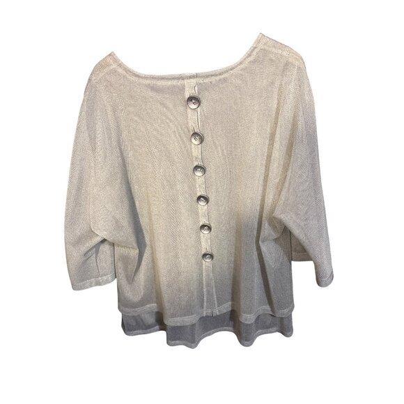 Ali Miles Lagenlook Beige Layered 1X Top With Button Details & Front Pocket - Picture 2 of 4